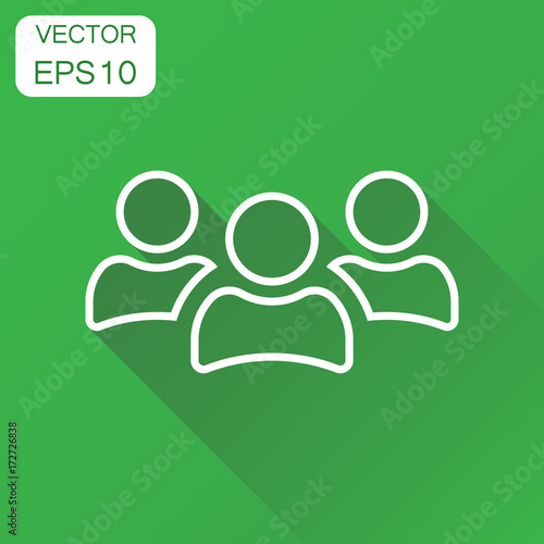 Group of people icon. Business concept persons in line style pictogram. Vector illustration on green background with long shadow.