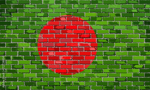 Flag of Bangladesh on a brick wall - Illustration, 
Bangladesh flag on brick textured background