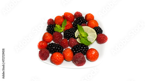 dessert various berries isolated on white background