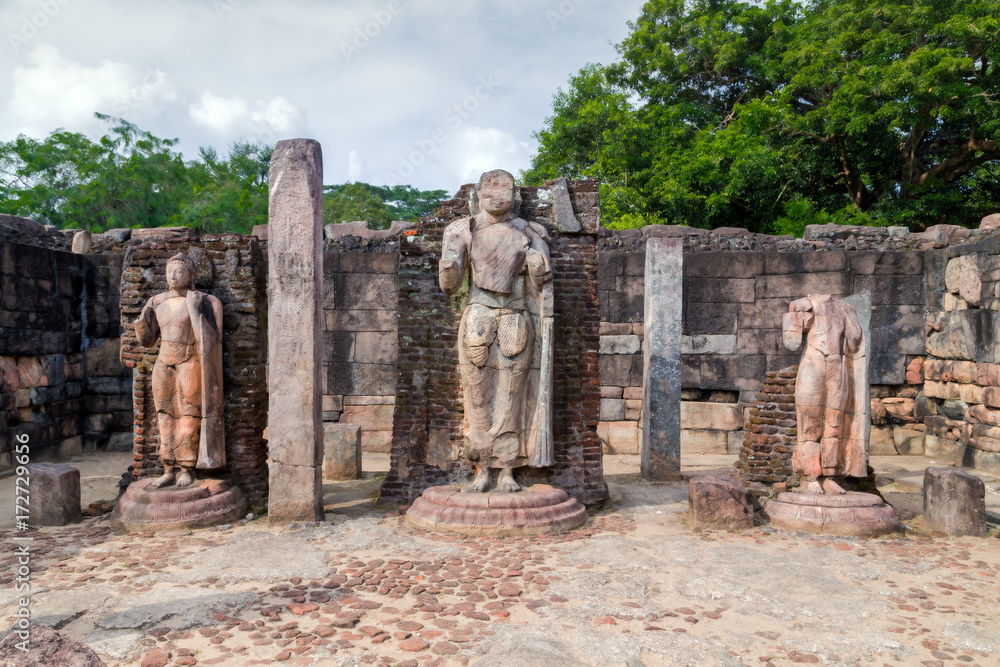 ruins in Polonnaruwa city temple Hatadage