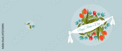 Mothers Day folding Greeting card with the inscription Happy Mother's Day and flowers. EPS10.