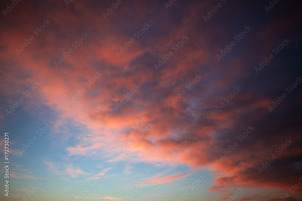 Sunset sky - deep blue and orange background