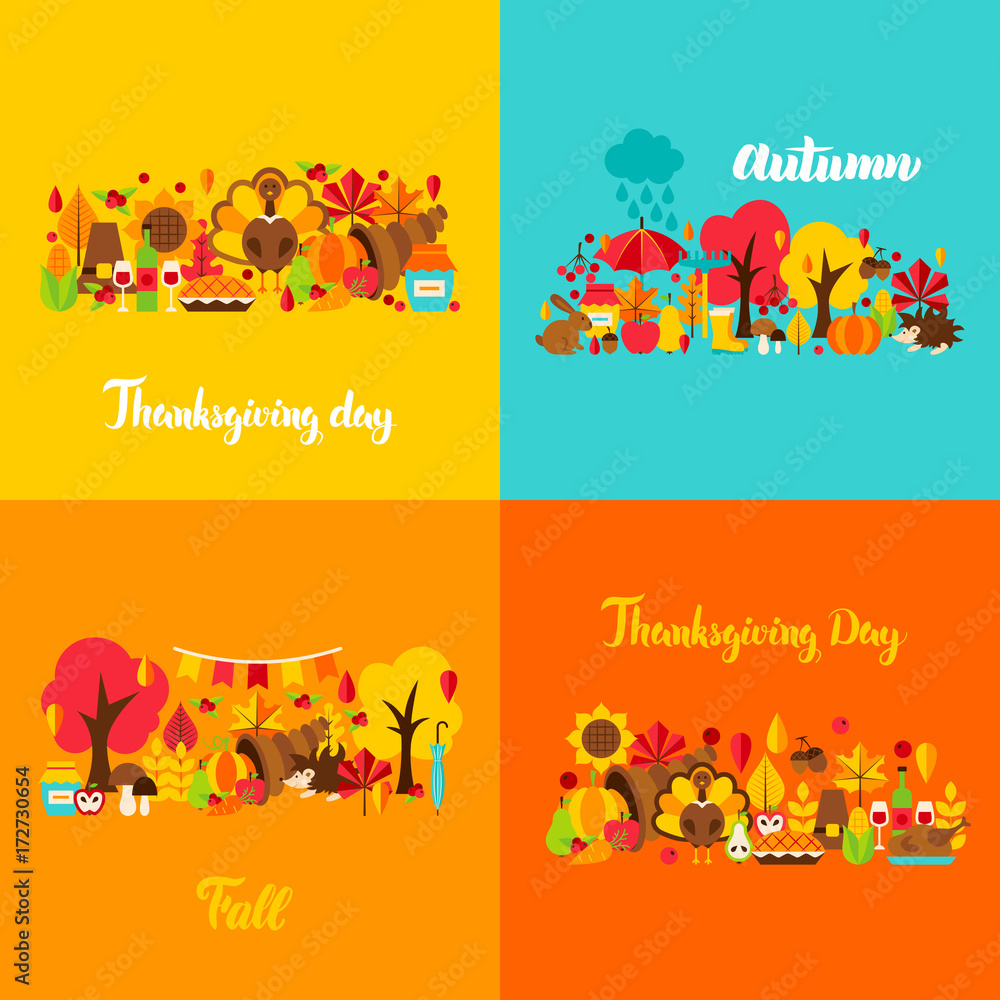 Autumn Thanksgiving Concept Set Autumn Thanksgiving Concept Set