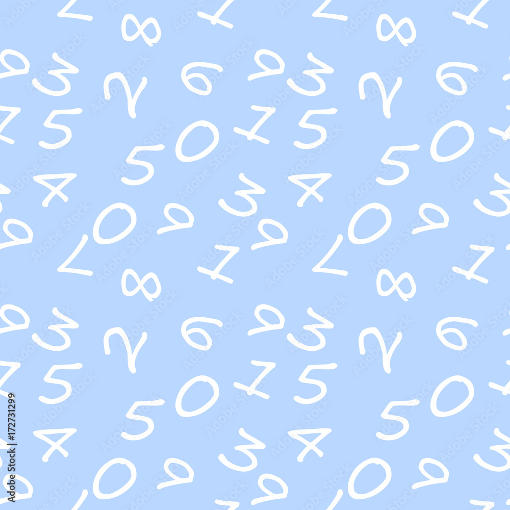 Mathematics background - different numbers in random pattern. School pattern for children.Background for kids. Seamless abstract vector pattern Mathematics background - different numbers in random pattern. School pattern for children.Background for kids. Seamless abstract vector pattern