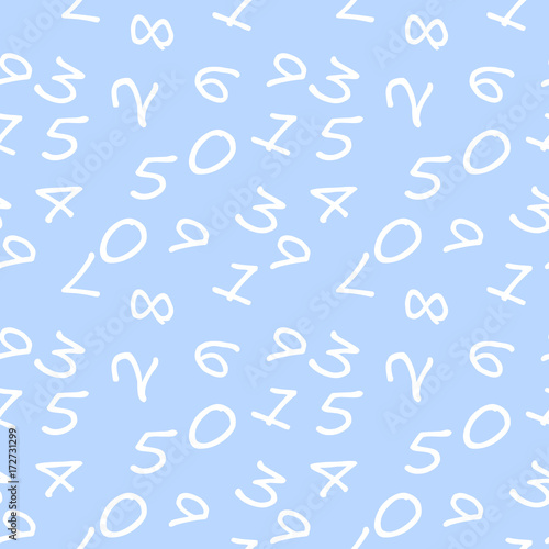 Mathematics background - different numbers in random pattern. School pattern for children.Background for kids. Seamless abstract vector pattern