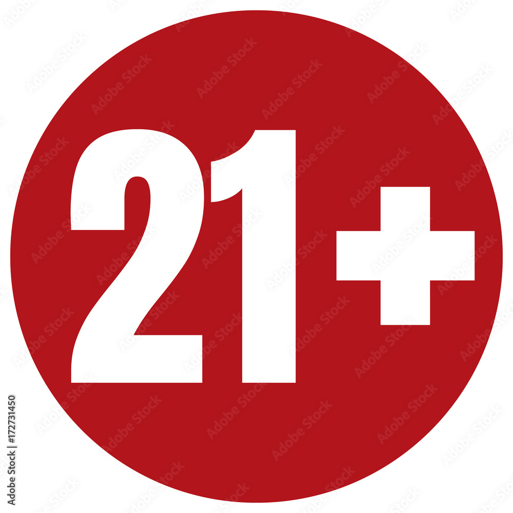 Limit age icon on red background. Icons age limit vector flat illustration. Limit age icon on red background. Icons age limit vector flat illustration.