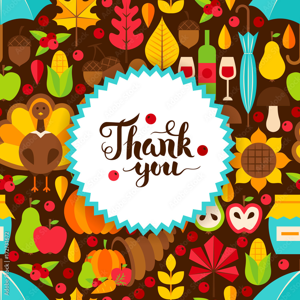 Fototapeta premium Flat Thanksgiving Day Postcard