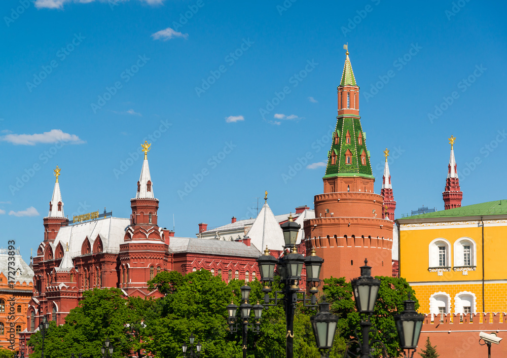 View of Kremlin from the Manezhnaya Square in Moscow, Russia View of Kremlin from the Manezhnaya Square in Moscow, Russia