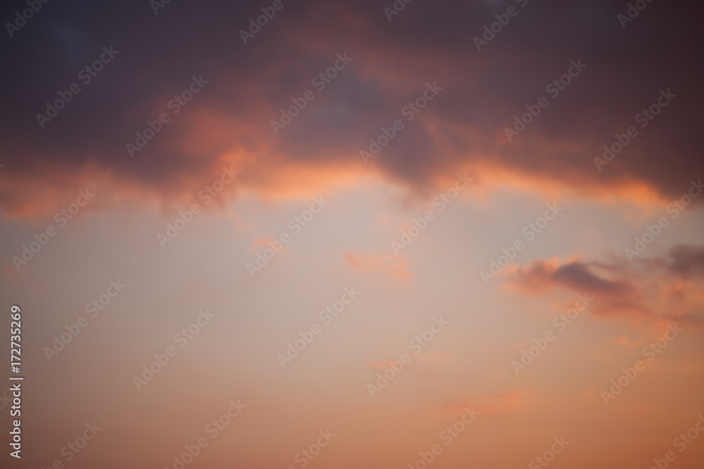 Sunset sky - deep blue and orange background - obrazy, fototapety, plakaty 