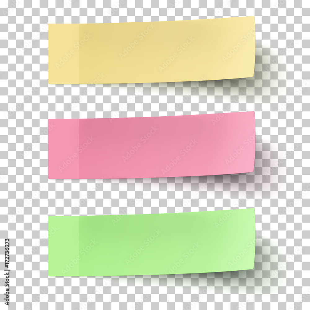 Vector yellow, red and green sticky notes isolated on transparent background Vector yellow, red and green sticky notes isolated on transparent background
