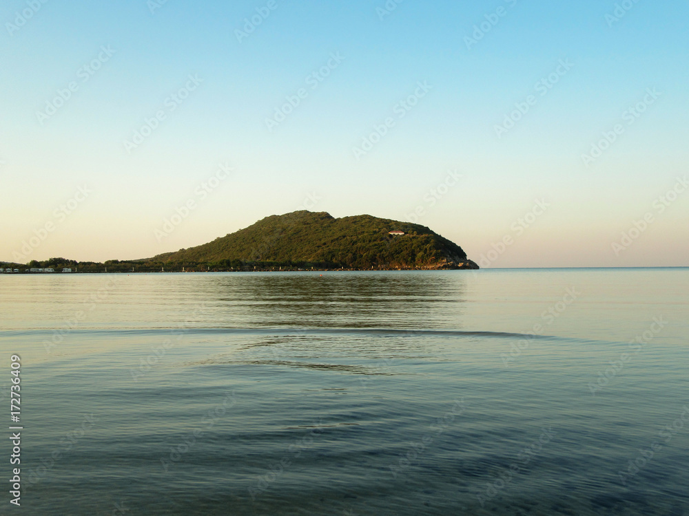 A view of the hill in the bay of Ammoudia, Greece.