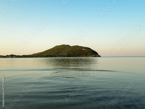 A view of the hill in the bay of Ammoudia, Greece.