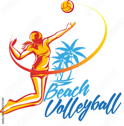 Vector abstract, beach volleyball symbol