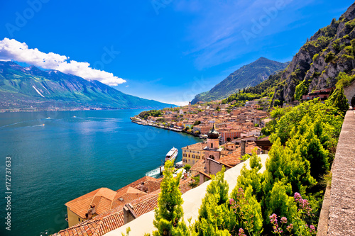 Lago di Garda panoramic view in Limone sul Garda photo