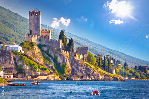 Town of Malcesine castle and waterfront view photo