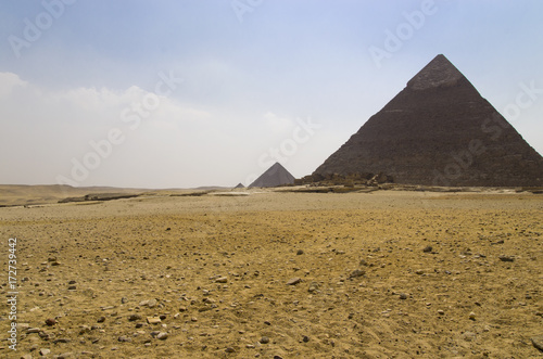 Landscape with the pyramids of Khafre in the foreground