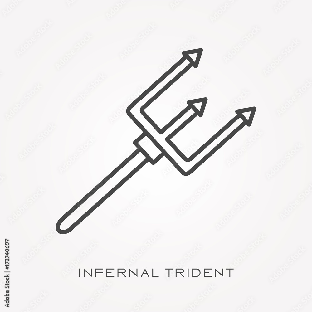 Line icon infernal trident