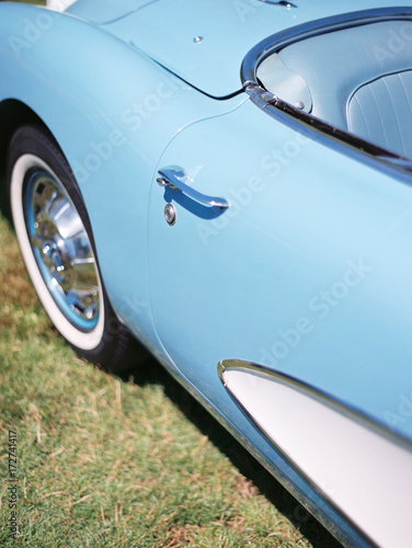 blue classic car photo