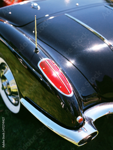 back of the black vintage car photo