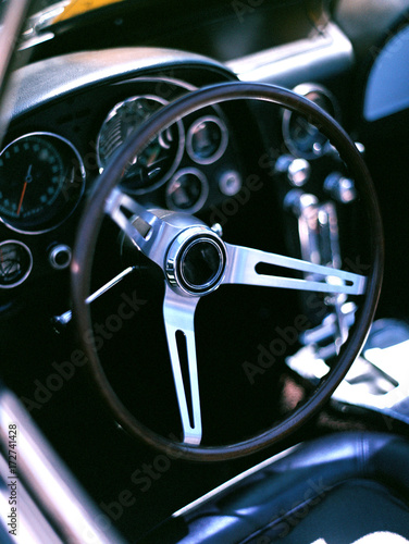 vintage sports car interior photo