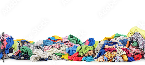 Big pile of clothes on a white background