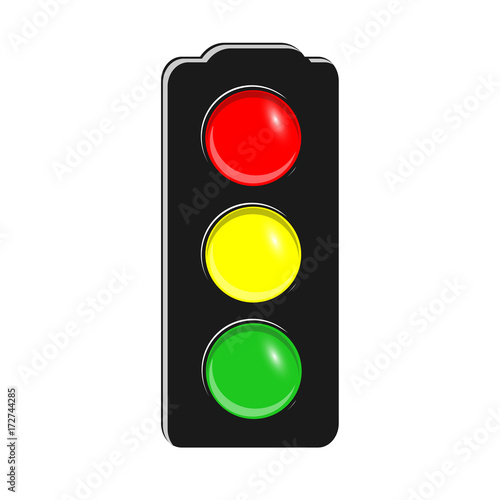 Realistic traffic lights, Isolated on white, vector