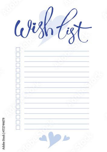 wish list planner blank template