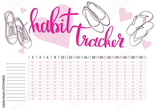 Monthly planner habit tracker blank template