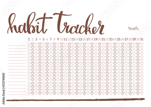 Monthly planner habit tracker blank template