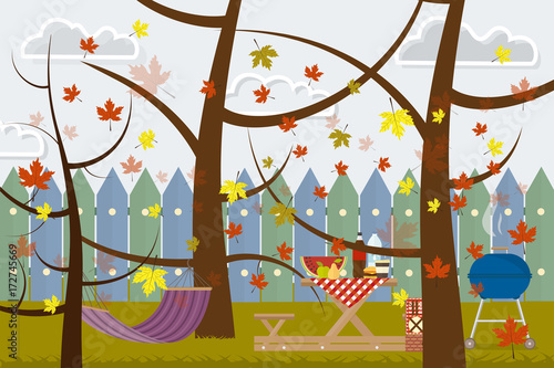 hand-drawn poster autumn picnic outdoor