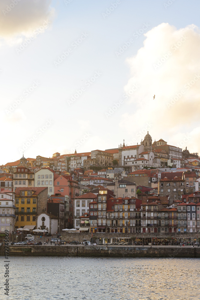 Ribeira and Douro river at sunset, Porto, Portugal Ribeira and Douro river at sunset, Porto, Portugal