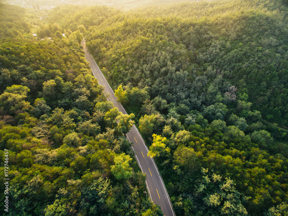 Aerial view of road in mountain Stock Photo | Adobe Stock
