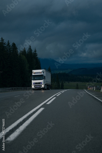 Wallpaper Mural Transportation truck on the road at dawn Torontodigital.ca