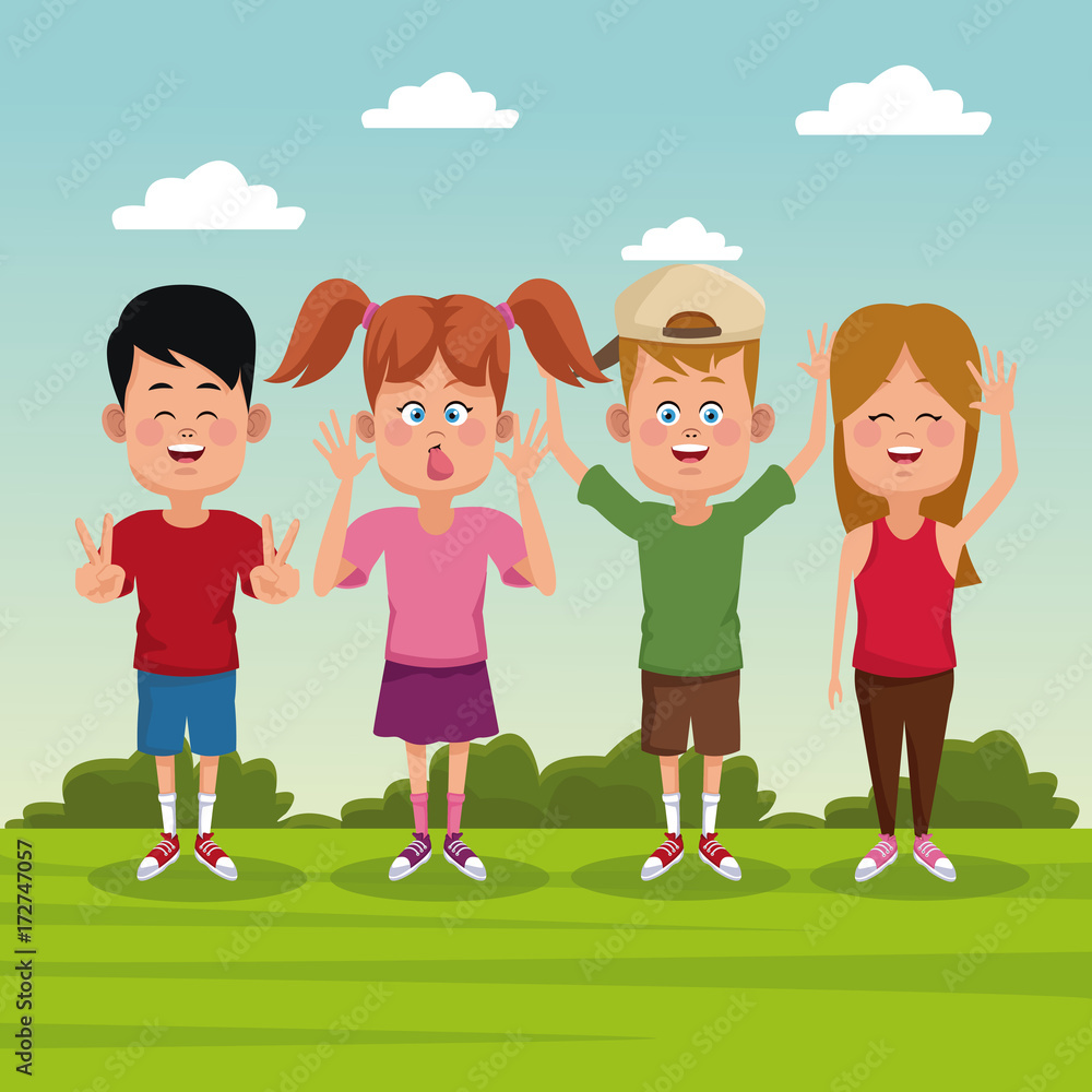 Kids at park icon vector illustration graphic design Kids at park icon vector illustration graphic design
