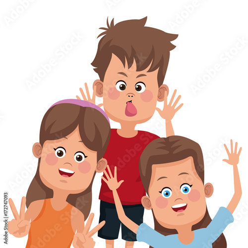 Kids friends cartoon icon vector illustration graphic design