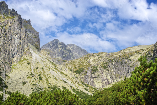 Scenic landscape of huge peaks in the Tatras