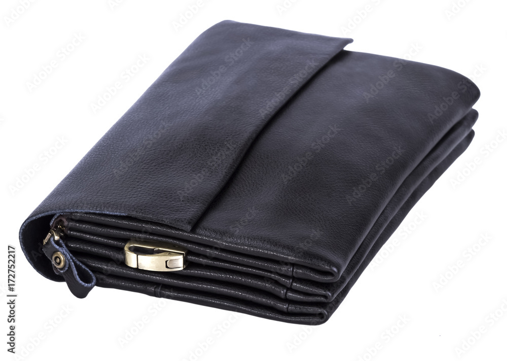 closed men's bag; leather clutch isolated on white background closed men's bag; leather clutch isolated on white background