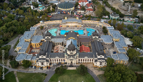 Szechenyi Baths in Budapest. aerial view of The biggest bath complex in Europe. Budapest, Hungary. 15.09.2017 photo