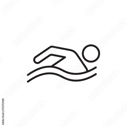 thin line swimming icon on white background