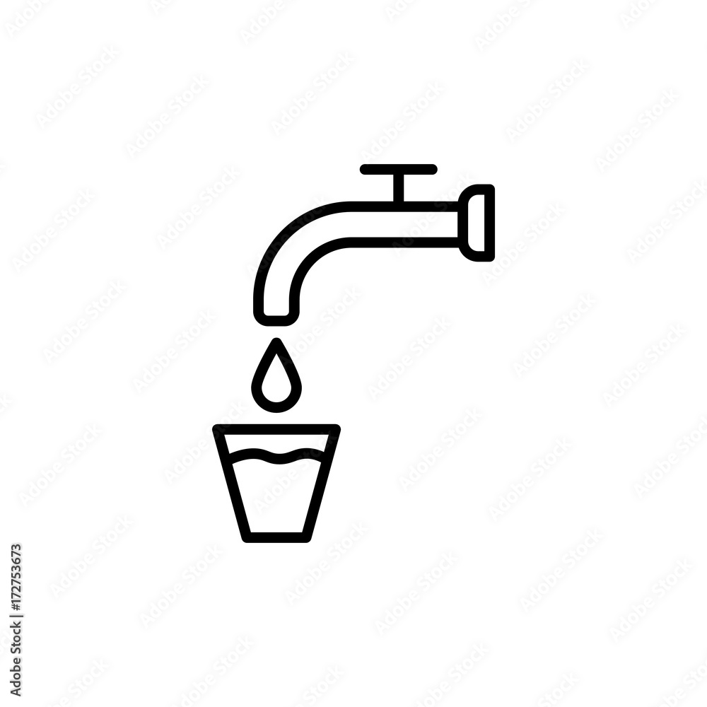 thin line water tap icon on white background thin line water tap icon on white background