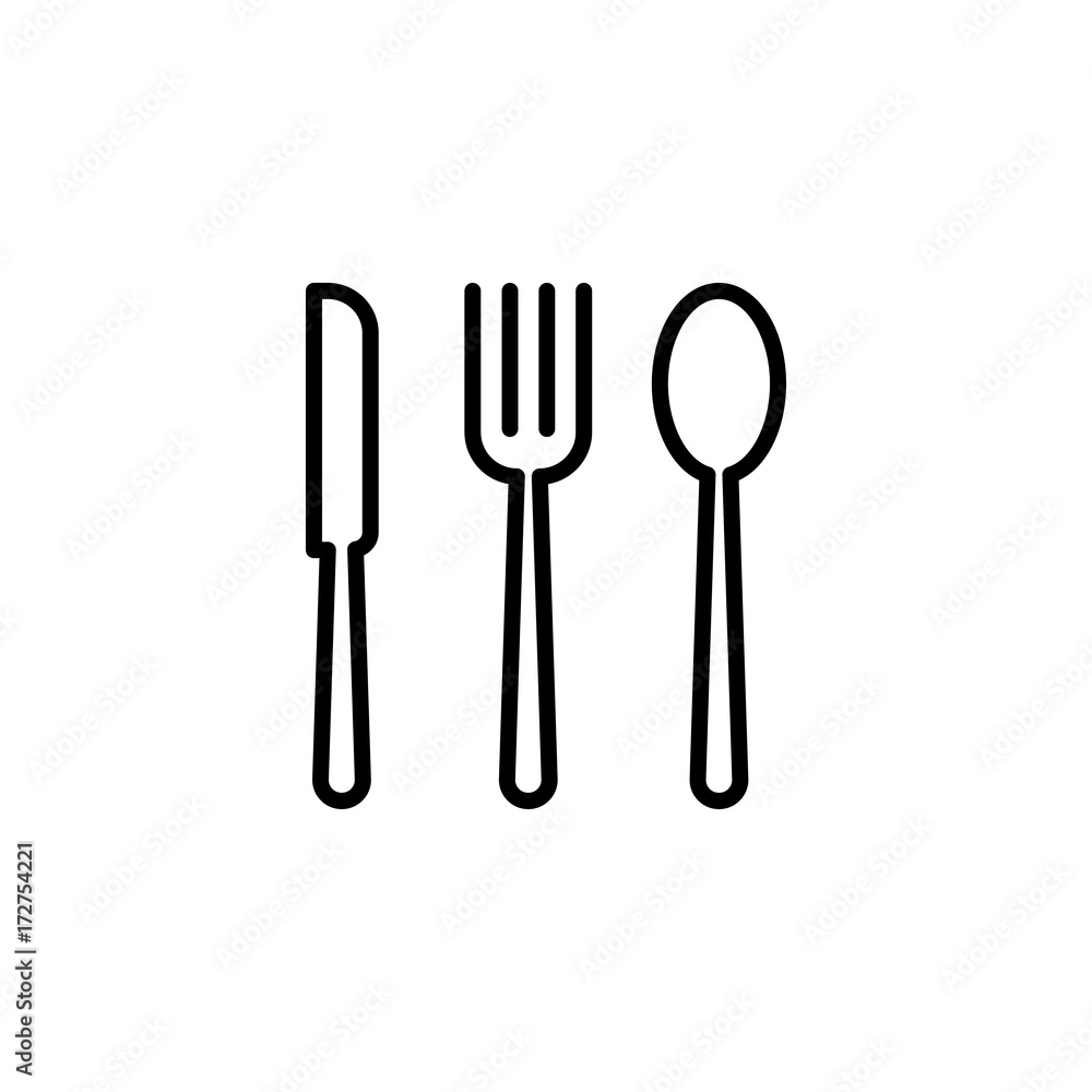 thin line cutlery icon on white background thin line cutlery icon on white background