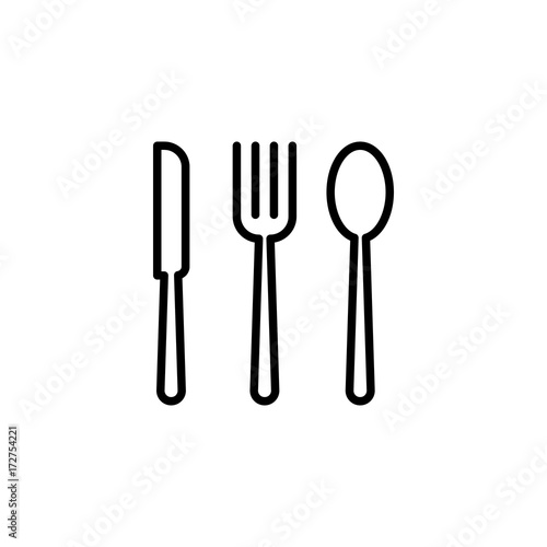 thin line cutlery icon on white background