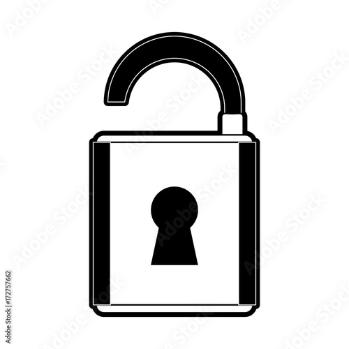 open safety lock with keyhole on front icon image vector illustration design black and white