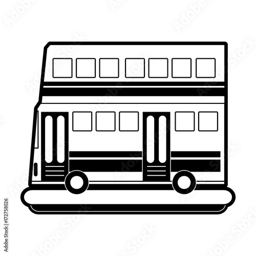 double decker bus sideview  icon image vector illustration design  black and white