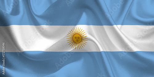 Waving flag of the Argentina. Argentinian Flag in the Wind. National mark. Waving Argentina Flag. Argentina Flag Flowing.