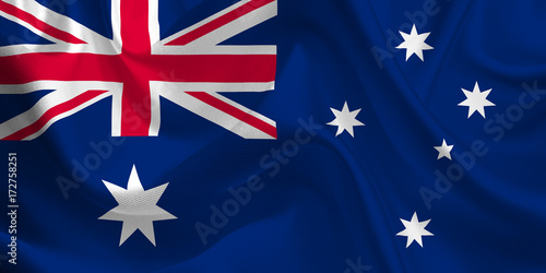 Waving flag of the Australia. Australian Flag in the Wind. Australian National mark. Waving Australia Flag. Australia Flag Flowing. © Miroslav