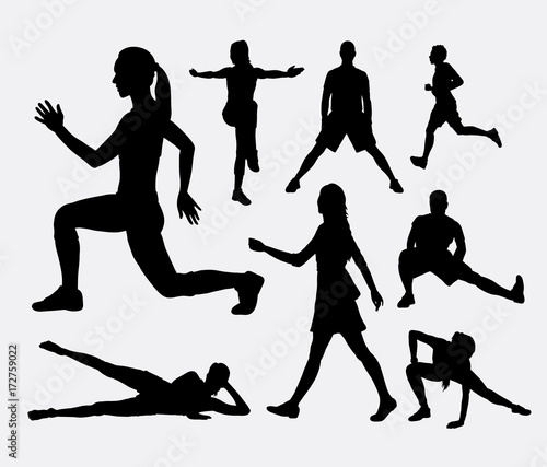 People fitness aerobic and sport silhouette. Good use for symbol, logo, web icon, mascot, or any design you want.