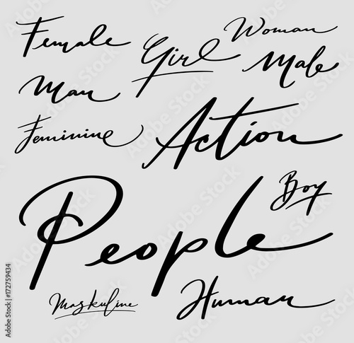 People male and female hand written typography. Ready to use it. Good use for logotype symbol cover label product brand poster title or any graphic design you want 
