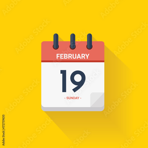 Day calendar with date February 19, 2017. Vector illustration photo