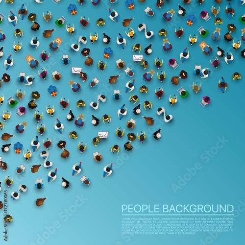 Big people crowd on white background. Vector illustration.